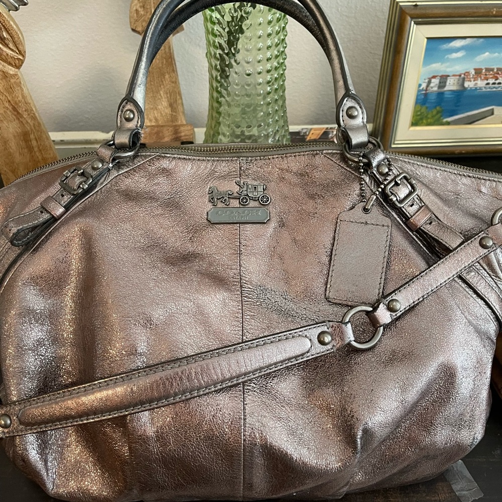 Coach Madison Sophia Metallic Leather Satchel Shoulder Bag Purse H1026-15955